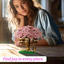 Dify Cherry Blossom Tree House Building Set with LED, 1113+ PCS Japanese Sakura Bonsai Mini Blocks, Kawaii Home Décor Gift Ages 14+, 5-Year Warranty