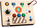 Dify || Montessori Wooden Busy Board || 17 LED Light || Variable Theme Stickers