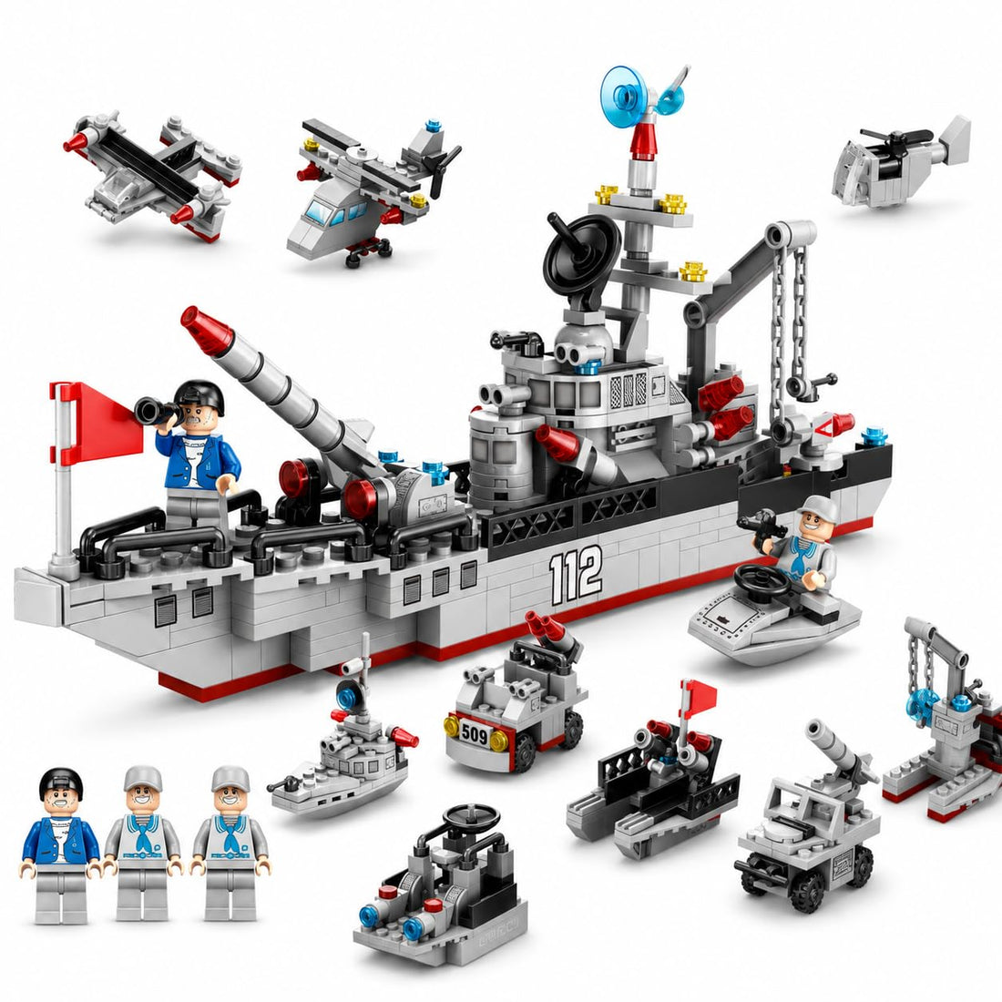 Dify 8-in-1 Destroyer Building Block Set, 455+ PCS Military Warship Construction Kit, Transforming Naval Vessel Models, STEM Educational Toy for Kids & Teens, 5-Year Structural Warranty