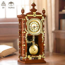 Dify Vintage Swing Clock Building Blocks Set – 751 PCS Real Working Mechanical Clock with Alarm, Moving Pendulum, Rotating Dial, Electroplated Gold Finish