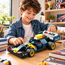 Dify F1 Racing Car Building Blocks Set, 74 PCS Navy & Yellow Formula Race Car Model Kit, STEM Building Toy for Kids, Teens & Adults | 5 Year Structural Warranty