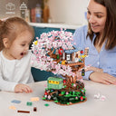 Dify Cherry Blossom Treehouse Building Set with LED Light, 1098+ PCS Japanese Izakaya Shop Mini Blocks, Sakura Bonsai Architecture Model Kit for Ages 14+