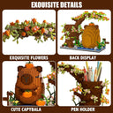 Dify Capybara Building Blocks Set, 1880+ PCS Cute Animal Mini Bricks Kit, Capybara with Flowers Tree, DIY Desk Organizer Pen Holder Toy for Ages 14+