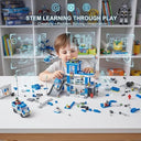 Dify Police Station Slider Building Block Set, 601+ PCS City Police Playset with Action Slider Feature, Patrol Vehicles & Accessories, STEM Construction Toy