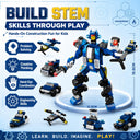 Dify 6-in-1 Mini Police Car Building Block Set, 135 PCS Police Vehicle Construction Kit, STEM Engineering Toy for Kids,
