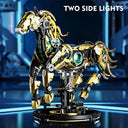 Dify Mechanical Horse Building Set with LED Light (1055+ PCS) – Steampunk Robotic Animal Model, Poseable STEM Construction Kit, Compatible Bricks Collectible Display Gift for Ages 14+