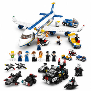 Dify SWAT Car & Passenger Airplane Combo Building Block Set, 601+ PCS Police Vehicle & Airport Playset, STEM Toy for Kids, 5-Year Structural Warranty