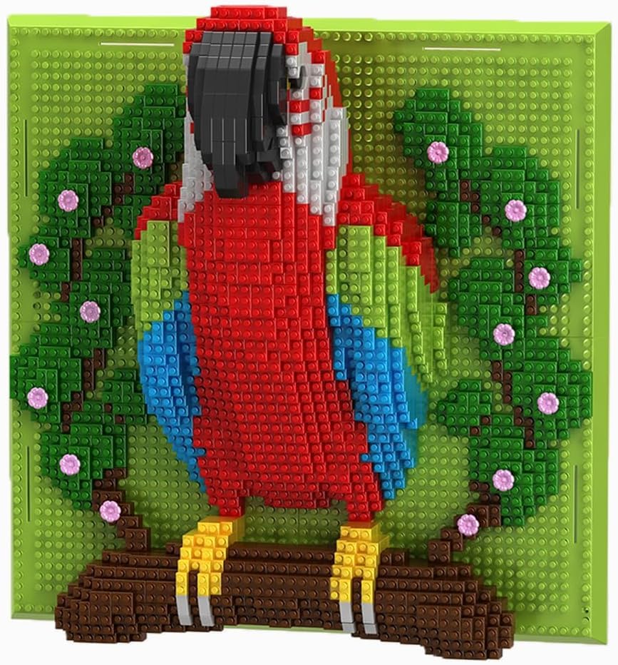 Dify Parrot Wall Art Building Blocks Set (2008+ PCS) | 3D Tropical Bird Mosaic Display Model | Complex for Ages 14+