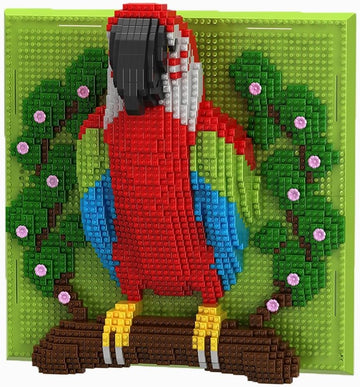 Dify Parrot Wall Art Building Blocks Set (2008+ PCS) | 3D Tropical Bird Mosaic Display Model | Complex for Ages 14+ | 5 Year Structural Warranty