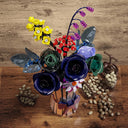 Dify Dark Purple Rose Building Blocks Set (982+ PCS) | Artificial Rose Flower DIY Model Kit | Elegant Floral Décor for Home & Office