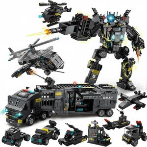 Dify 51-in-1 SWAT Robot Building Block Set, 700 PCS Police Vehicle & Helicopter Construction Kit, STEM Engineering Toy for Kids Ages 10+, 5-Year Structural Warranty