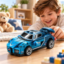 Dify Pull Back Car Building Blocks Set, 64 PCS Blue Race Car Model Kit, Sports Car Building Toy for Kids, Teens & Adults | 5 Year Structural Warranty