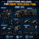 Dify SWAT Robot & Mini SWAT Car Combo Building Block Set, 838+ PCS Police Vehicle & Helicopter Construction Kit, STEM Toy Ages 10+,
