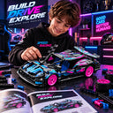 Dify Pull Back Car Building Blocks Set, 426 PCS Black, Blue & Pink Race Car Model Kit, Sports Car Building Toy for Kids, Teens & Adults | 5 Year Structural Warranty