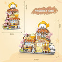 Dify Japanese Street View Taiyaki Shop Mini Building Blocks Set, 858+ PCS Cute Panda Food Shop Architecture Model Kit, Creative MOC Construction Toy for Girls Boys Kids Adults