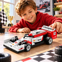 Dify F1 Racing Car Building Blocks Set, 73 PCS White & Red Formula Race Car Model Kit, STEM Building Toy for Kids, Teens & Adults | 5 Year Structural Warranty
