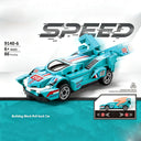 Dify Pull Back Car Building Blocks Set, 86 PCS Teal Race Car Model Kit, Sports Car Building Toy for Kids, Teens & Adults | 5 Year Structural Warranty
