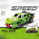 Dify Pull Back Car Building Blocks Set, 73 PCS Green Supercar Model Kit, Sports Car Building Toy for Kids, Teens & Adults | 5 Year Structural Warranty