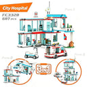 Dify City Hospital STEM 3-in-1 Building Block Set, 687 PCS Multi-Model Kit with Ambulance, Truck & Rescue Helicopter, City Series Construction Toy for Kids 6+