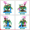 Dify Cherry Blossom Tree Building Set, 1435 PCS Japanese Sakura House with LED Lights, Micro Bonsai Japanese Architecture Model, Gift for Adults & Kids, 6 Months Structural Warranty