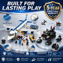 Dify SWAT Car & Passenger Airplane Combo Building Block Set, 601+ PCS Police Vehicle & Airport Playset, STEM Toy for Kids, 5-Year Structural Warranty