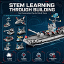 Dify 8-in-1 Destroyer Building Block Set, 850+ PCS Military Warship Construction Kit with Fighter Jet, Helicopter, Patrol Boat & Support Vehicles, STEM, 5-Year Structural Warranty