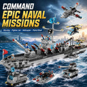 Dify 8-in-1 Destroyer Building Block Set, 850+ PCS Military Warship Construction Kit with Fighter Jet, Helicopter, Patrol Boat & Support Vehicles, STEM, 5-Year Structural Warranty