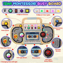 Dify || Montessori Wooden Busy Board || Sensory Toy Voice Recorder || with LED Lights, Music, Switches, Volume Control || Variable Theme Stickers