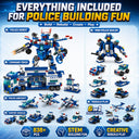 Dify Police Robot & Mini Police Car Combo Building Block Set, 835+ PCS Transforming Police Mech and Patrol Vehicle Kit, STEM Construction Toy for Kids