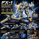 Dify FX-1 Star Fleet Robot Spaceship Building Block Set, 704+ PCS Transforming Space Robot & Sci-Fi Spacecraft Model Kit, STEM Construction Toy