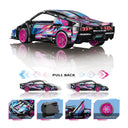 Dify Pull Back Car Building Blocks Set, 586 PCS Neon Pink & Blue Supercar Model Kit, Sports Car Building Toy for Kids, Teens & Adults | 5 Year Structural Warranty