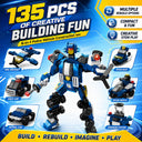 Dify 6-in-1 Mini Police Car Building Block Set, 135 PCS Police Vehicle Construction Kit, STEM Engineering Toy for Kids,