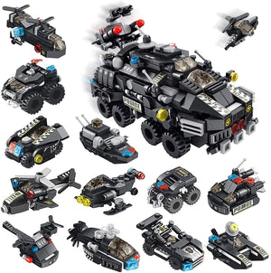 Dify 25-in-1 SWAT Police Car Building Block Set, Multi-Model Construction Vehicle Kit, STEM Engineering Toy for Kids 6+, Creative Building Bricks, 5-Year Structural Warranty