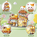 Dify Japanese Street View Taiyaki Shop Mini Building Blocks Set, 923+ PCS Cute Cat Food Shop Architecture Model Kit, Creative MOC Construction Toy for Girls Boys Kids Adults