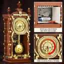 Dify Vintage Swing Clock Building Blocks Set – 751 PCS Real Working Mechanical Clock with Alarm, Moving Pendulum, Rotating Dial, Electroplated Gold Finish