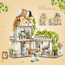Dify Street View Coffee Shop Mini Building Blocks Set, 1077+ PCS Cute Animal Café Architecture Model Kit, Creative MOC Construction Toy for Girls Boys Kids Adults, Gift Idea Ages 6+