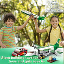 Dify City Cargo Airplane Building Blocks Set (383+ PCS) | Cargo Plane with Car, Luggage Tray & Movable Stairs | Airport Construction STEM Toy for Kids 6–12