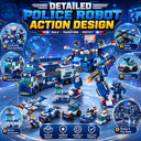 Dify Police Robot & Mini Police Car Combo Building Block Set, 835+ PCS Transforming Police Mech and Patrol Vehicle Kit, STEM Construction Toy for Kids