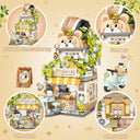 Dify Street View Coffee Shop Mini Building Blocks Set, 1077+ PCS Cute Animal Café Architecture Model Kit, Creative MOC Construction Toy for Girls Boys Kids Adults, Gift Idea Ages 6+