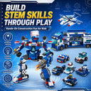 Dify Police Robot & Mini Police Car Combo Building Block Set, 835+ PCS Transforming Police Mech and Patrol Vehicle Kit, STEM Construction Toy for Kids