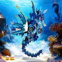 Dify Mechanical Seahorse Building Set, 1003 Pcs Sea Animal Model with Display Stand and Movable Design