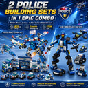 Dify Police Robot & Mini Police Car Combo Building Block Set, 835+ PCS Transforming Police Mech and Patrol Vehicle Kit, STEM Construction Toy for Kids