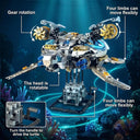 Dify Mechanical Sea Turtle Building Set, 1277+ PCS Steampunk Ocean Animal Model with Moving Gears & LED Light, Technic-Style Gift for Adults & Teens 14+, 5 Year Structural Warranty