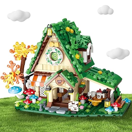Dify Forest Cafe House Toy Building Set 608+ Pcs with LED Lights for Girls, Dream Forest Theme House Friends Building Blocks Playset, Gift for Kids & Adults