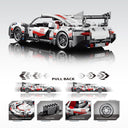 Dify Pull Back Car Building Blocks Set, 455 PCS White & Red Race Car Model Kit, Sports Car Building Toy for Kids, Teens & Adults | 5 Year Structural Warranty