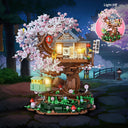 Dify Cherry Blossom Treehouse Building Set with LED Light, 1098+ PCS Japanese Izakaya Shop Mini Blocks, Sakura Bonsai Architecture Model Kit for Ages 14+