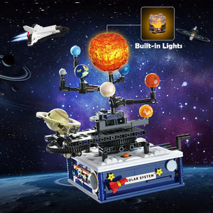 Dify Solar System Building Set – 775 PCS Rotating Planet Model with Glowing Sun & Rocket, Compatible with Major Brands, STEM Educational Toy for Boys & Girls Ages 8–14