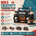 Dify Retro Radio Building Block Set, Vintage Boombox Model Kit, Creative Music-Themed Construction Toy for Kids & Collectors