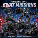 Dify SWAT Robot & Mini SWAT Car Combo Building Block Set, 838+ PCS Police Vehicle & Helicopter Construction Kit, STEM Toy Ages 10+,