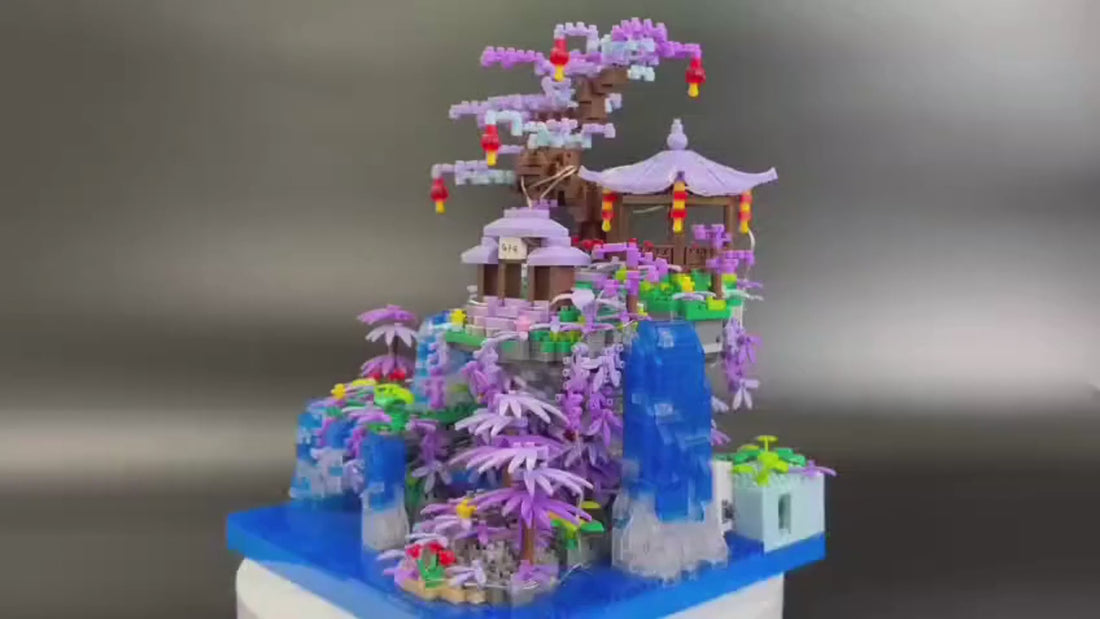 Dify Cherry Blossom Tree House Micro building set, 2500+ pieces Peach Blossom Pond — product video